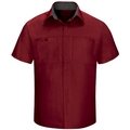 Workwear Outfitters Men's Short Sleeve Perform Plus Shop Shirt w/ Oilblok Tech Red/Charcoal, 4XL SY42FC-SS-4XL
